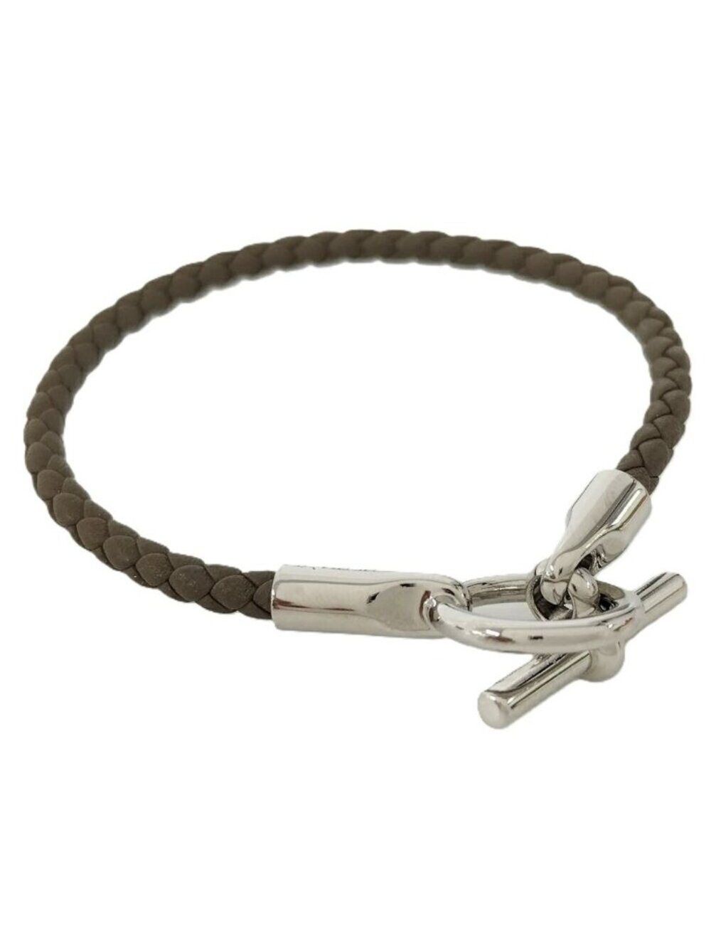 Hermes Glenan Bracelet Brown Silver Leather
